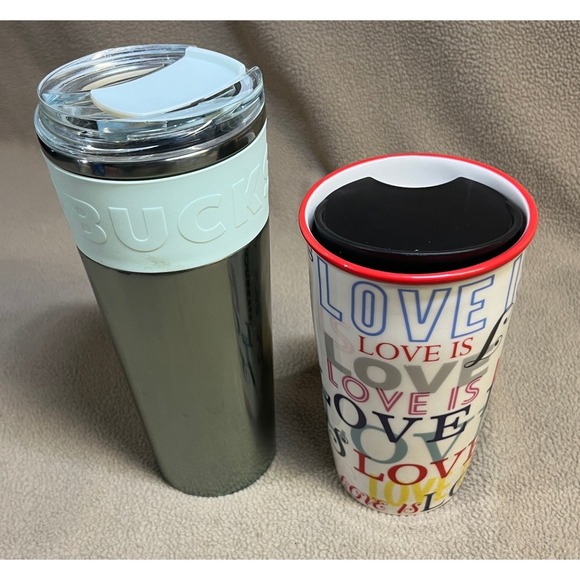 Starbucks Other - Starbucks Love Is Love Pride Ceramic Travel Tumbler Mug 12oz Red Rim 2018